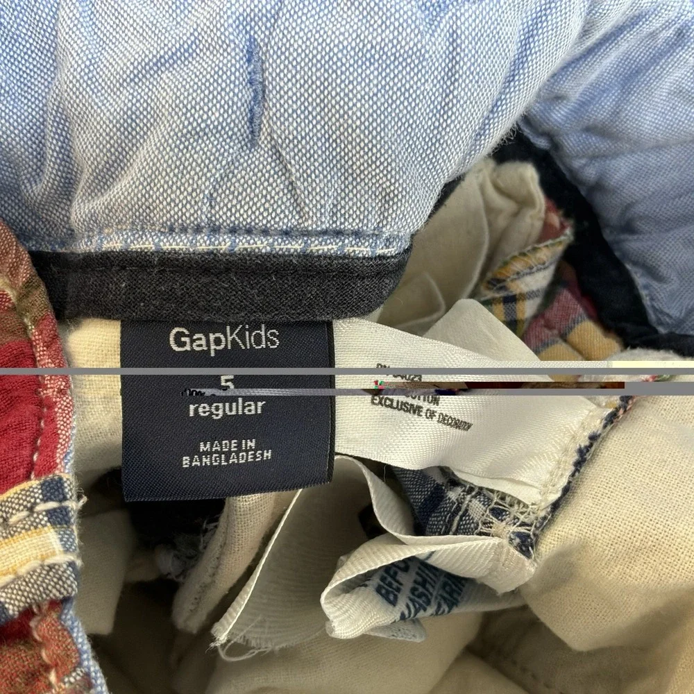 Gap Kids Cargo Shorts Boys 5 Madras Patchwork Plaid Adjustable Waist Cotton 9
